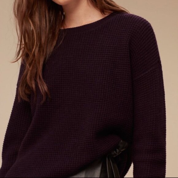 Aritzia Wilfred Free Isabelli Waffle Knit Sweater Deep Purple Size Small - Picture 1 of 8